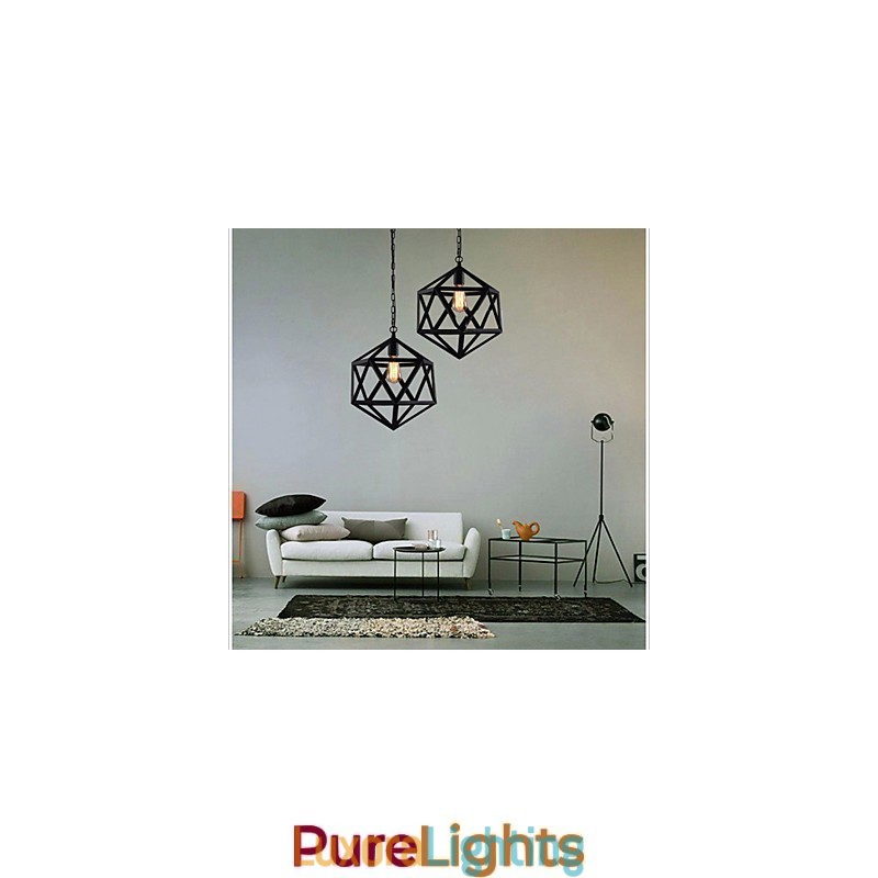 Designer Touch Decorative Retro industrial lamp droplight hexahedron artistic originality wrought iron Pendant Light