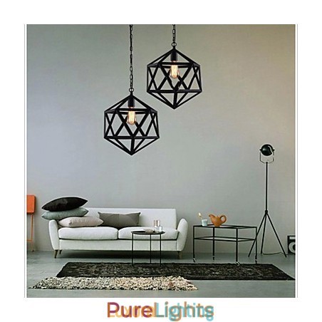 Designer Touch Decorative Retro industrial lamp droplight hexahedron artistic originality wrought iron Pendant Light