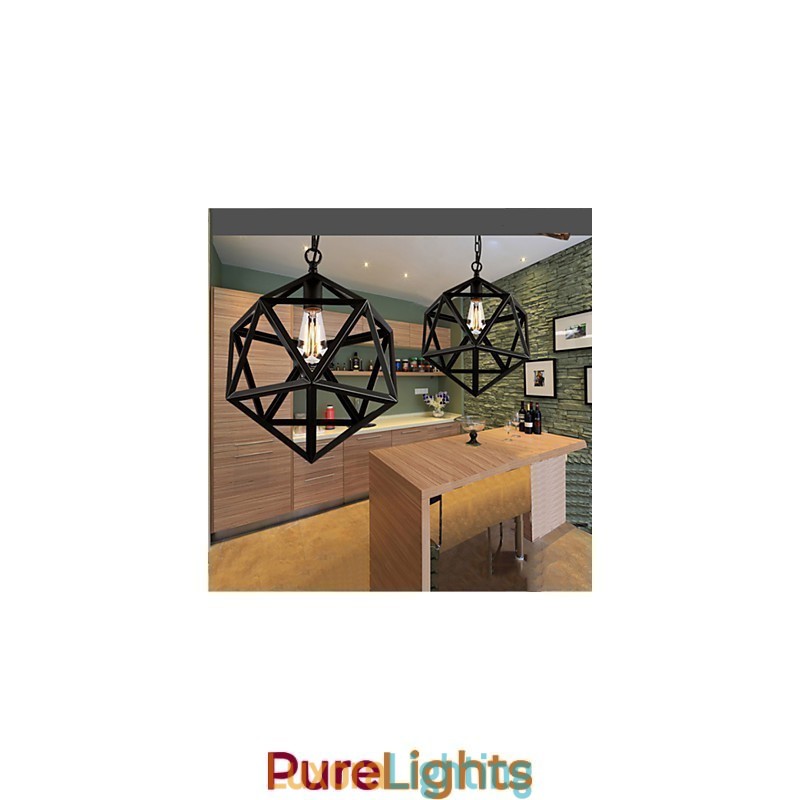Designer Touch Decorative Retro industrial lamp droplight hexahedron artistic originality wrought iron Pendant Light