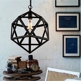 Designer Touch Decorative Retro industrial lamp droplight hexahedron artistic originality wrought iron Pendant Light