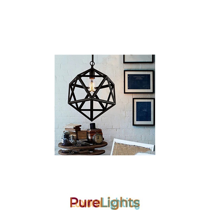 Designer Touch Decorative Retro industrial lamp droplight hexahedron artistic originality wrought iron Pendant Light