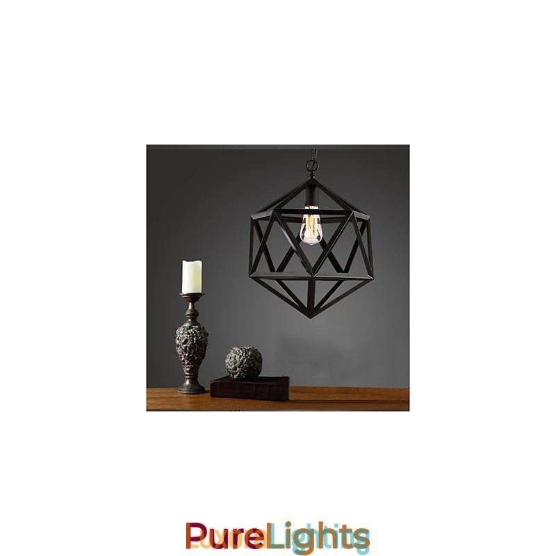 Designer Touch Decorative Retro industrial lamp droplight hexahedron artistic originality wrought iron Pendant Light