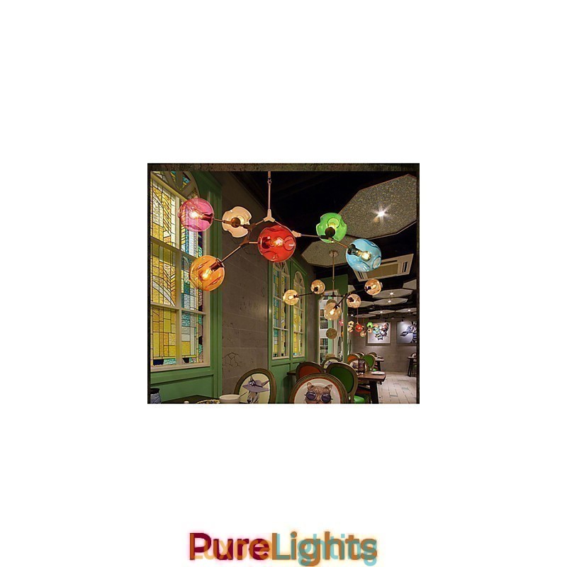 Designer Touch Decorative Art Color Glass Bulb Pendant 6 Light Chandelier