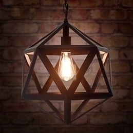 Designer Touch Decorative Retro industrial lamp droplight hexahedron artistic originality wrought iron Pendant Light