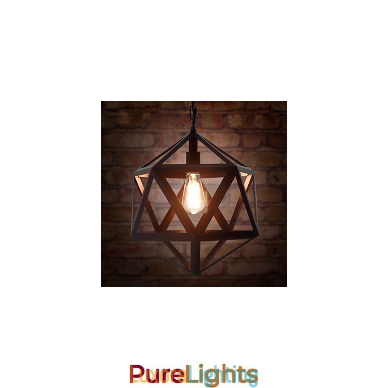 Designer Touch Decorative Retro industrial lamp droplight hexahedron artistic originality wrought iron Pendant Light