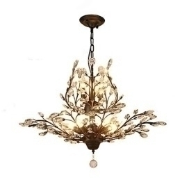 Designer Touch Decorative Vintage Crystal Flush Mount 7Lights Metal Painting Black OR Gold