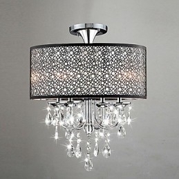 Designer Touch Decorative Modern Contemporary Drum Crystal Mini Style Chrome Chandelier