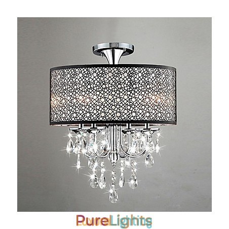 Designer Touch Decorative Modern Contemporary Drum Crystal Mini Style Chrome Chandelier