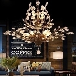 Designer Touch Decorative Vintage Crystal Flush Mount 7Lights Metal Painting Black OR Gold