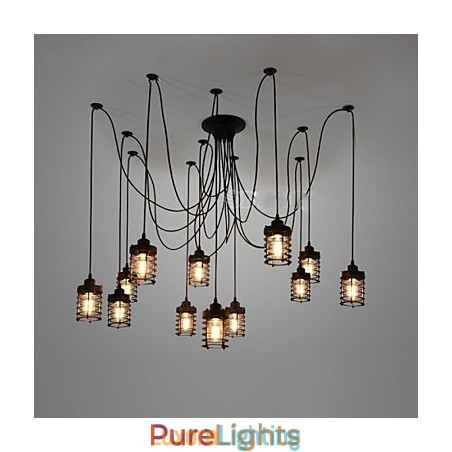 Designer Touch Decorative Vintage Edison Multiple Ajustable DIY Ceiling Lamp Light Pendant Lighting Chandelier Modern Chic Industrial Dining