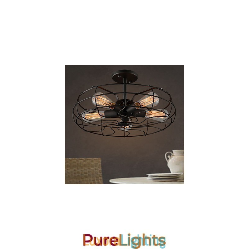 Designer Touch Decorative Loft Vintage Creative Lighting Lamps American Country Style Minimalist Iron Industrial Fan Chandelier