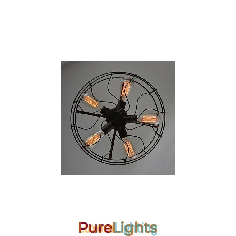 Designer Touch Decorative Loft Vintage Creative Lighting Lamps American Country Style Minimalist Iron Industrial Fan Chandelier