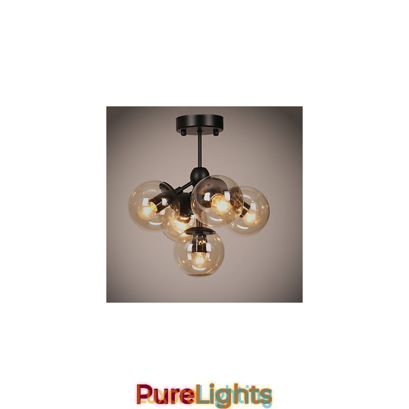 Designer Touch Decorative Chandelier 5 Lights Glass Ball Lights Retro Outdoors Garage Metal