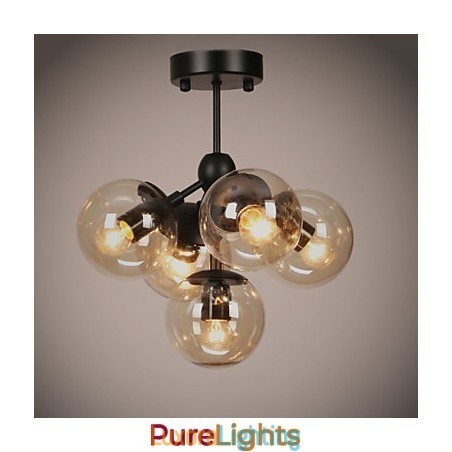Designer Touch Decorative Chandelier 5 Lights Glass Ball Lights Retro Outdoors Garage Metal