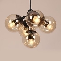 Designer Touch Decorative Chandelier 5 Lights Glass Ball Lights Retro Outdoors Garage Metal