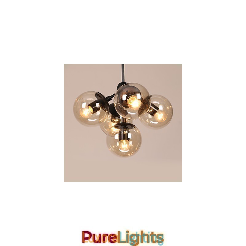 Designer Touch Decorative Chandelier 5 Lights Glass Ball Lights Retro Outdoors Garage Metal