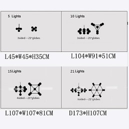 Designer Touch Decorative Chandelier 5 Lights Glass Ball Lights Retro Outdoors Garage Metal