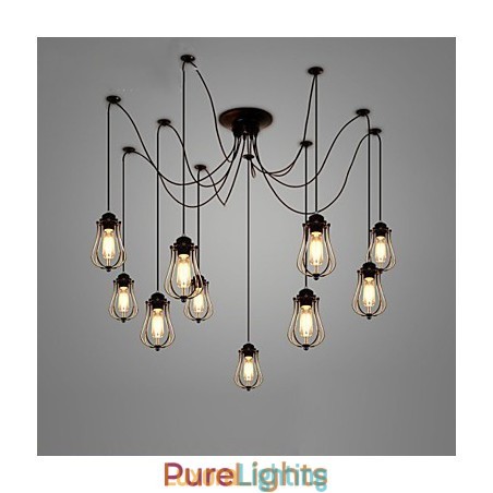 Designer Touch Decorative Vintage Edison Multiple Ajustable DIY Ceiling Lamp Light Pendant Lighting Chandelier Modern Chic Industrial Dining