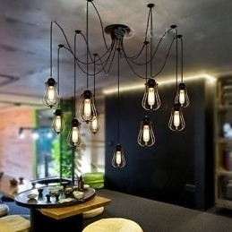 Designer Touch Decorative Vintage Edison Multiple Ajustable DIY Ceiling Lamp Light Pendant Lighting Chandelier Modern Chic Industrial Dining