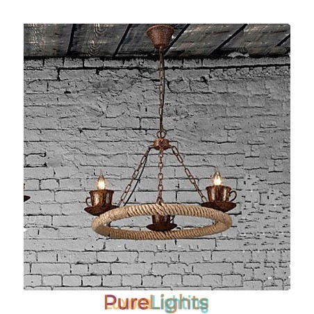 Designer Touch Decorative Ceramic Industry Wind Rope Chandelier RetroLron Chandelier Simple3