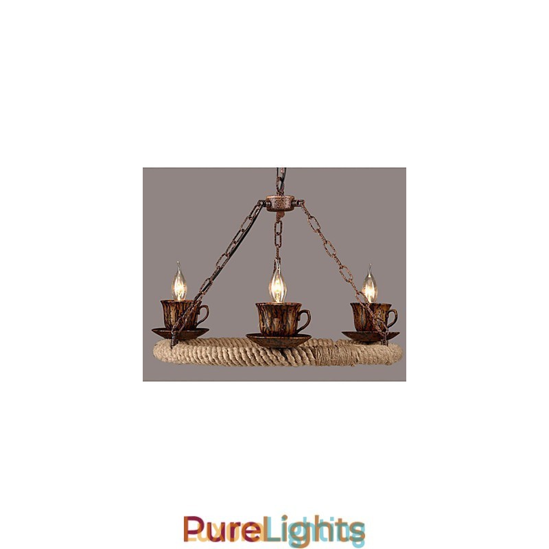 Designer Touch Decorative Ceramic Industry Wind Rope Chandelier RetroLron Chandelier Simple3