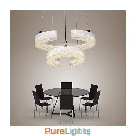 Designer Touch Decorative Crystal Pendant Light The Letter "C" Shape Modern Lamp Two Rings