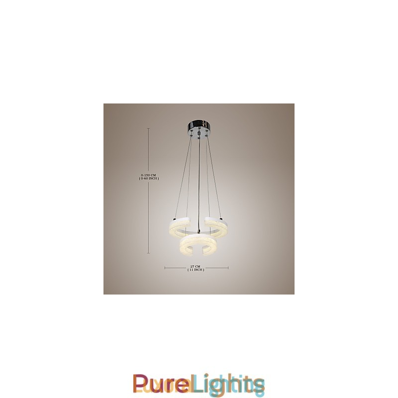 Designer Touch Decorative Crystal Pendant Light The Letter "C" Shape Modern Lamp Two Rings