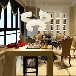 Designer Touch Decorative Crystal Pendant Light The Letter "C" Shape Modern Lamp Two Rings