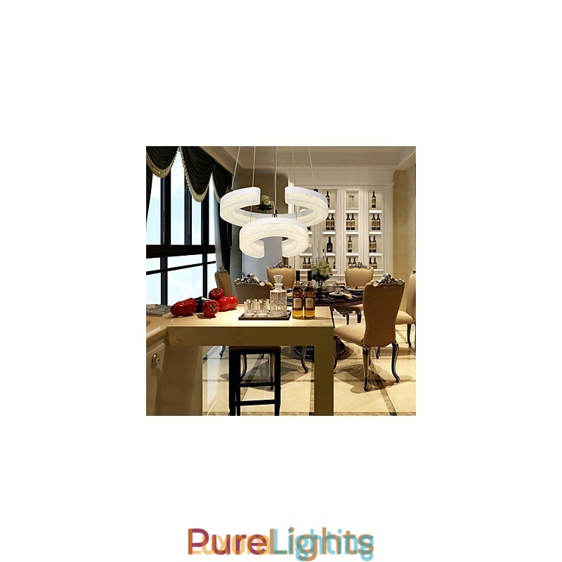 Designer Touch Decorative Crystal Pendant Light The Letter "C" Shape Modern Lamp Two Rings