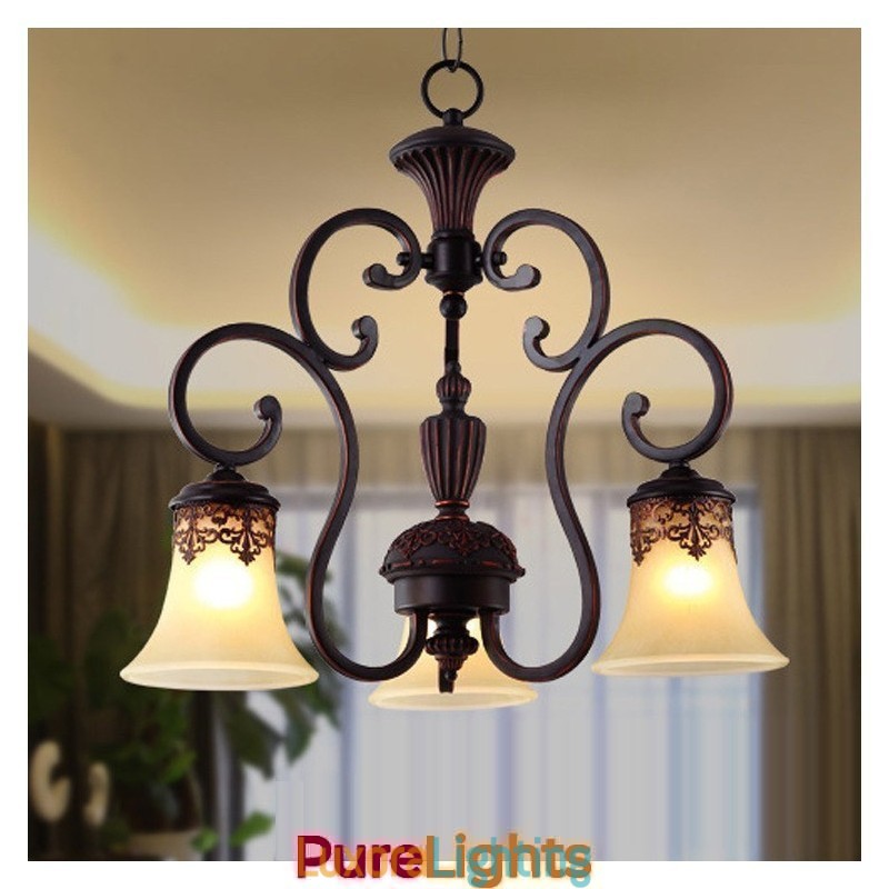 Designer Touch Decorative Vintage Country Island Painting Metal Chandelier Flush Mount