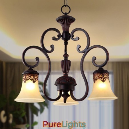 Designer Touch Decorative Vintage Country Island Painting Metal Chandelier Flush Mount