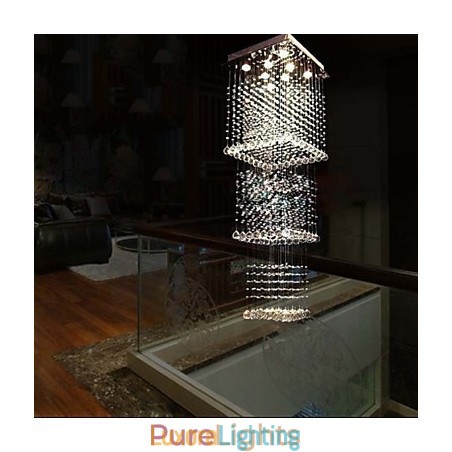 Designer Touch Decorative Ceiling Crystal Pendant Lamps Lighting 8 Lights Modern Luxurious Silver Canpoy K9 Clear Crystal Fixtures