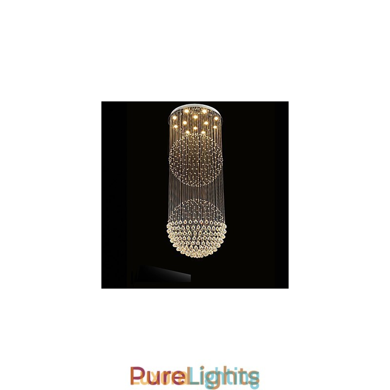 Designer Touch Decorative Pendant Light Modern Crystal Chandelier 12 Lights Silver Canpoy Clear Crystal Globe Ceiling Lamps Fixtures
