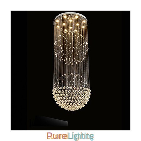Designer Touch Decorative Pendant Light Modern Crystal Chandelier 12 Lights Silver Canpoy Clear Crystal Globe Ceiling Lamps Fixtures