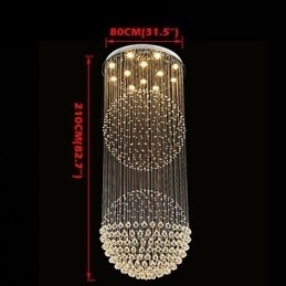 Designer Touch Decorative Pendant Light Modern Crystal Chandelier 12 Lights Silver Canpoy Clear Crystal Globe Ceiling Lamps Fixtures