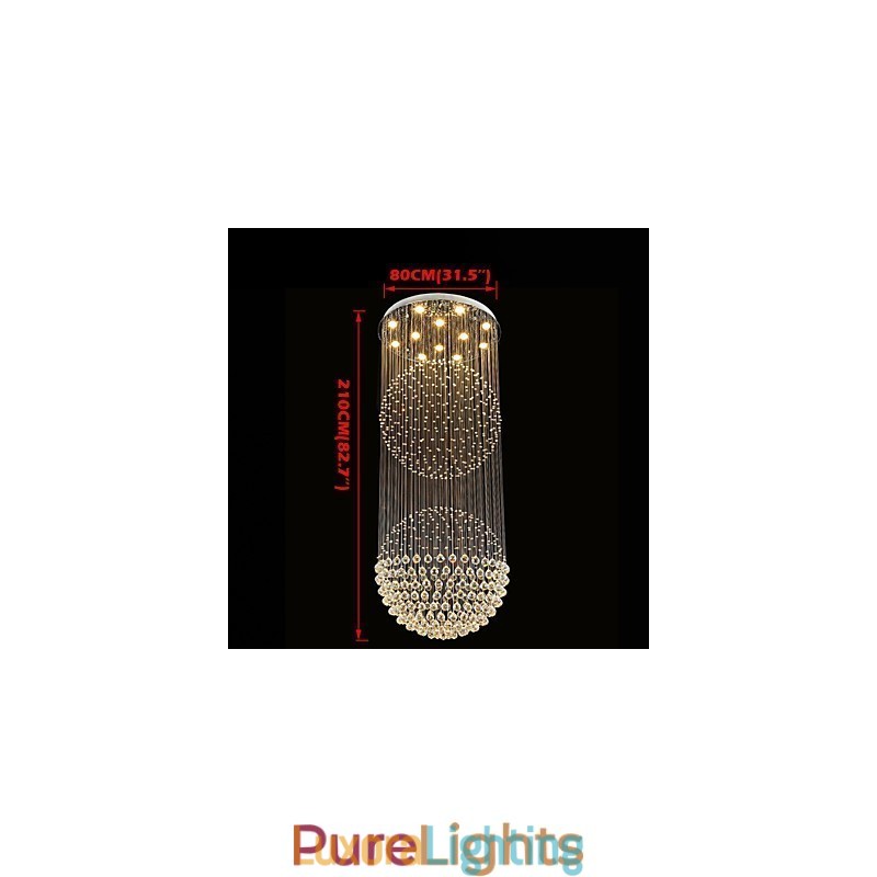 Designer Touch Decorative Pendant Light Modern Crystal Chandelier 12 Lights Silver Canpoy Clear Crystal Globe Ceiling Lamps Fixtures