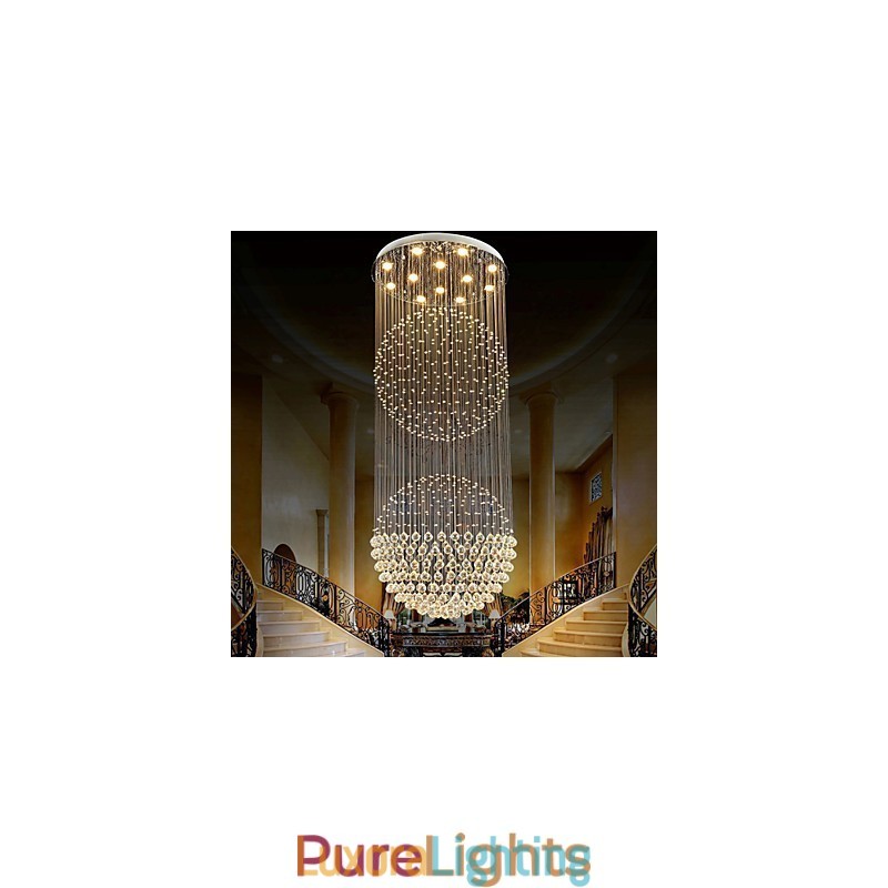Designer Touch Decorative Pendant Light Modern Crystal Chandelier 12 Lights Silver Canpoy Clear Crystal Globe Ceiling Lamps Fixtures
