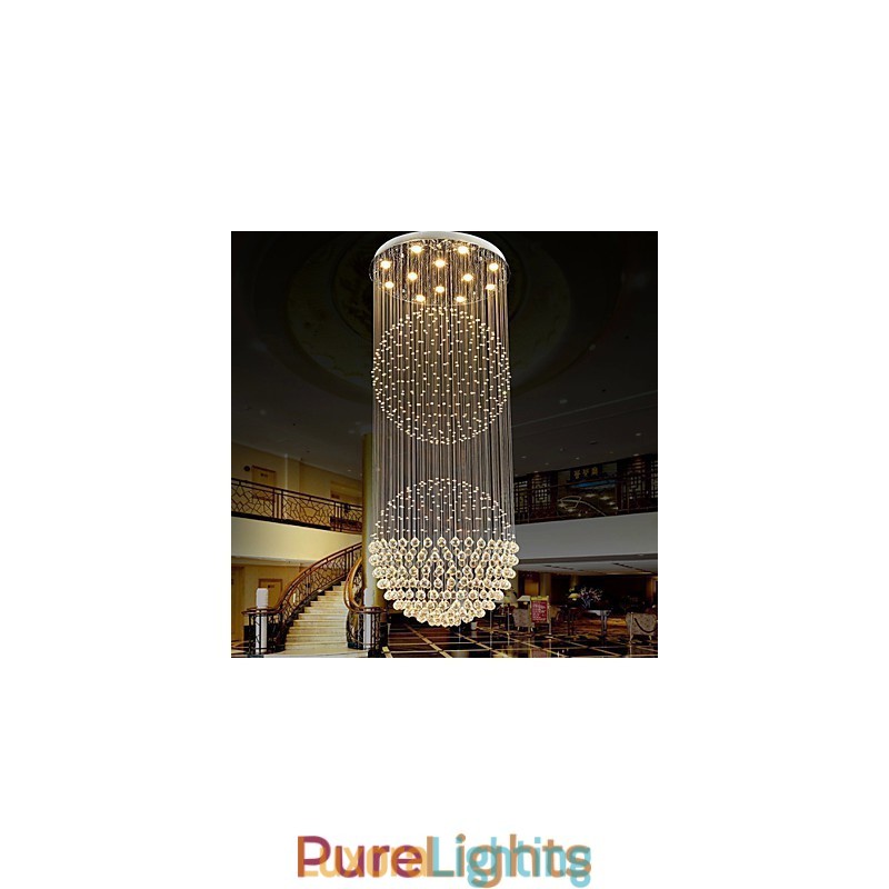 Designer Touch Decorative Pendant Light Modern Crystal Chandelier 12 Lights Silver Canpoy Clear Crystal Globe Ceiling Lamps Fixtures