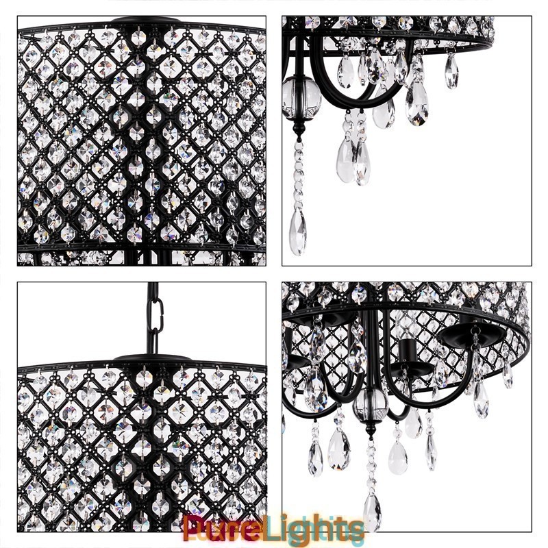 Designer Touch Decorative Modern Contemporary Drum Crystal Chrome Chandelier