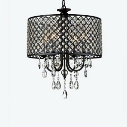 Designer Touch Decorative Modern Contemporary Drum Crystal Chrome Chandelier