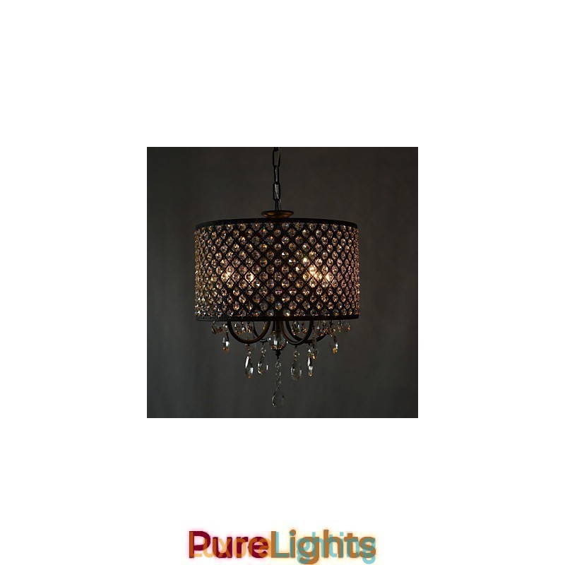 Designer Touch Decorative Modern Contemporary Drum Crystal Chrome Chandelier