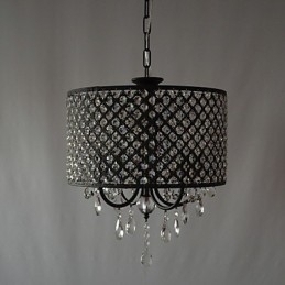 Designer Touch Decorative Modern Contemporary Drum Crystal Chrome Chandelier
