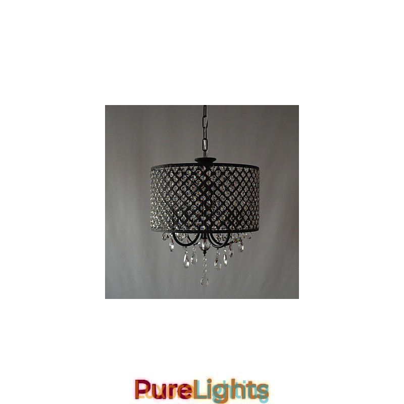 Designer Touch Decorative Modern Contemporary Drum Crystal Chrome Chandelier