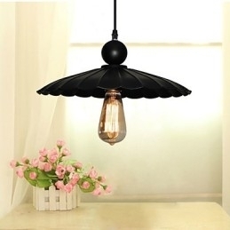 Designer Touch Decorative Medium Vintage Black Umbrella Metal Pendant With One Light