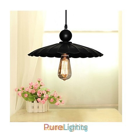 Designer Touch Decorative Medium Vintage Black Umbrella Metal Pendant With One Light
