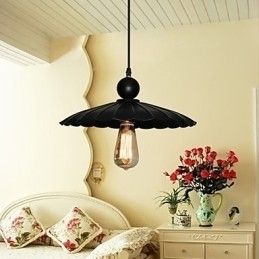 Designer Touch Decorative Medium Vintage Black Umbrella Metal Pendant With One Light
