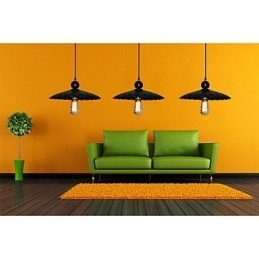 Designer Touch Decorative Medium Vintage Black Umbrella Metal Pendant With One Light