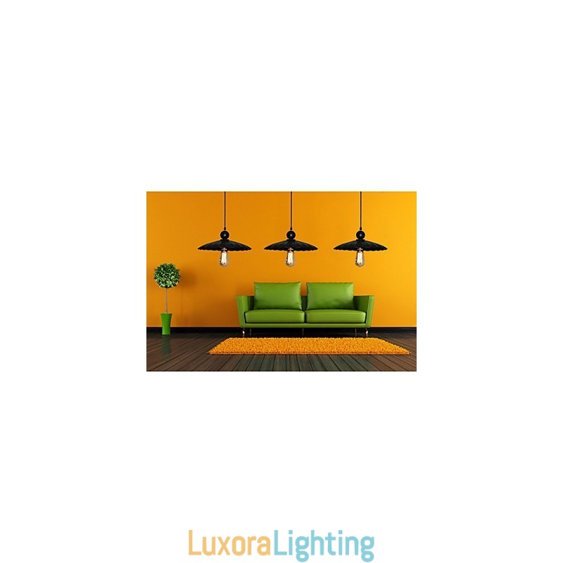 Designer Touch Decorative Medium Vintage Black Umbrella Metal Pendant With One Light