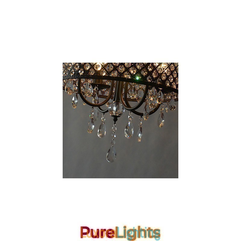 Designer Touch Decorative Modern Contemporary Drum Crystal Chrome Chandelier