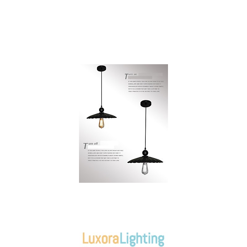 Designer Touch Decorative Medium Vintage Black Umbrella Metal Pendant With One Light